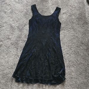 Elegant Black And Blue Sleeveless Dress